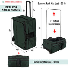 Load image into Gallery viewer, Artan Balance Duffle Dance Bag with Portable Costume Garment Rack 28"