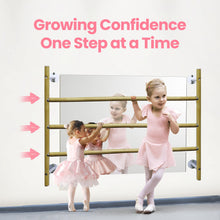 Load image into Gallery viewer, Kids Wall Mounted Ballet Barre 2ft/4ft with Mirror 3-Height Adjustable Bar