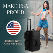 Load image into Gallery viewer, Artan Balance 28″ Rolling Dance Trolley Bag With Garment Rack & Multiple Storage Pockets – Available in Royal Black & Sparkling