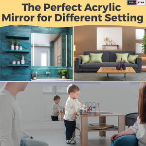 Pull and Stair Unbreakable Kids Wall Mirror - Heavy Duty Plexiglass Acrylic, Rounded Corners