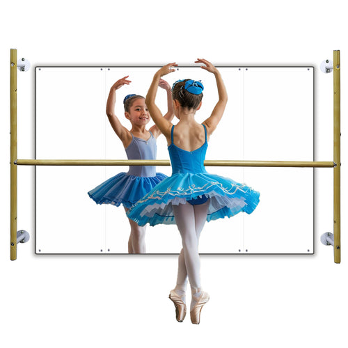 Kids Wall Mounted Ballet Barre 2ft/4ft with Mirror 3-Height Adjustable Bar