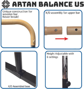 Home Workout System - Includes 6 Ft Height Adjustable Ballet Barre & Slide Board