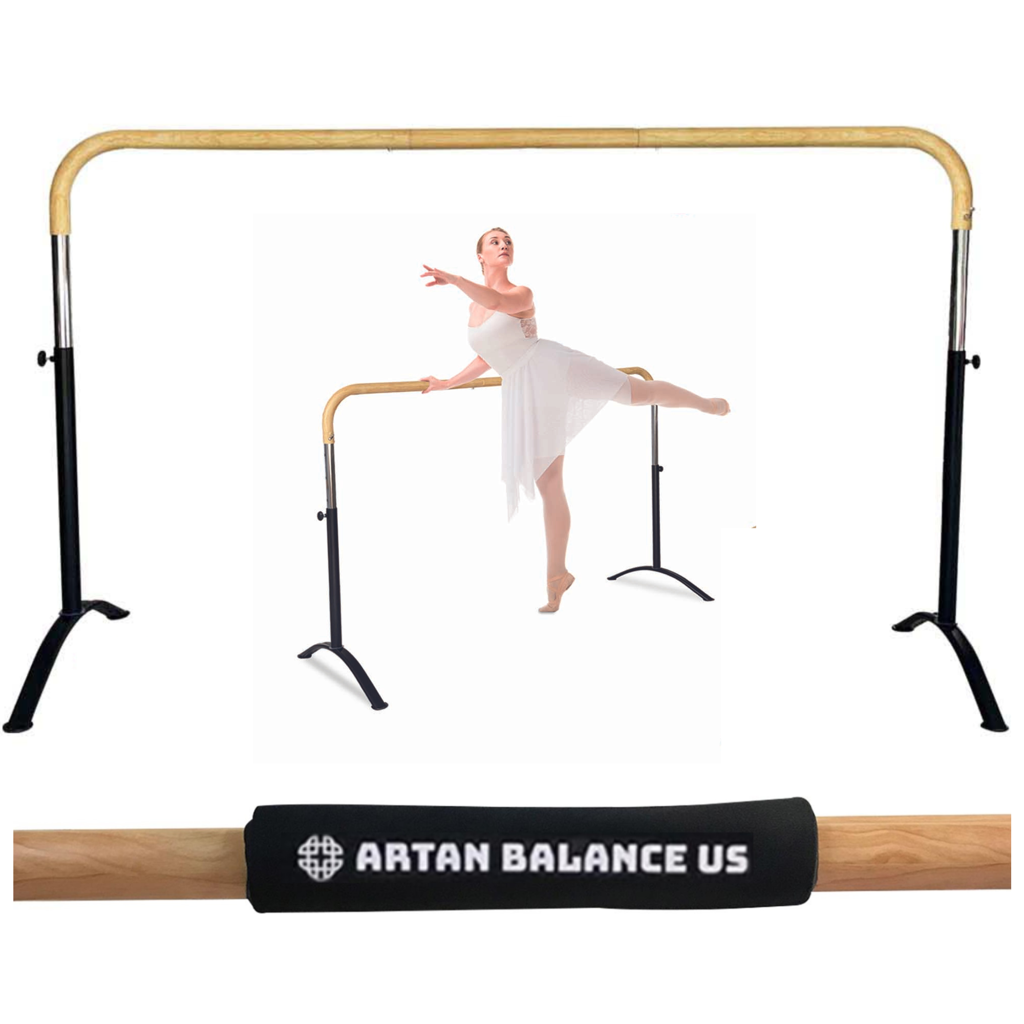 NEW!!! Ballet Barre SWAN LAKE Portable for Home or Studio, ft Extendable to 12 ft Bar with Curved Shape