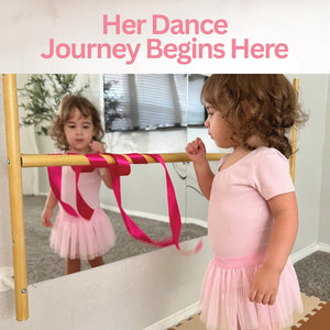Kids Wall Mounted Ballet Barre 2ft/4ft with Mirror 3-Height Adjustable Bar