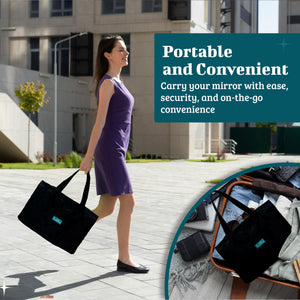 Foldable Mirror Set (3pc), 30x20cm Acrylic Panels - Portable Travel Mirror with Hanging Rope & Storage Bag