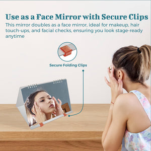 Foldable Mirror Set (3pc), 30x20cm Acrylic Panels - Portable Travel Mirror with Hanging Rope & Storage Bag