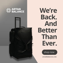 Load image into Gallery viewer, Artan Balance Duffle Dance Bag with Portable Costume Garment Rack 28&quot; Available in Royal Black &amp; Sparkling