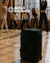 Load image into Gallery viewer, Artan Balance Duffle Dance Bag with Portable Costume Garment Rack 28&quot; Available in Royal Black &amp; Sparkling