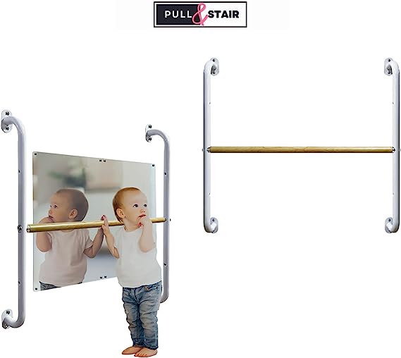 Montessori Coordination mirror Set- Pull Up Curved Bar and Mirror for babies and Toddlers