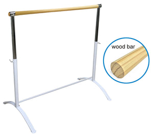 SET Single Bar Barre - Curved Legs - PINEWOOD Bar and Marley Dance Floor for Home or Studio