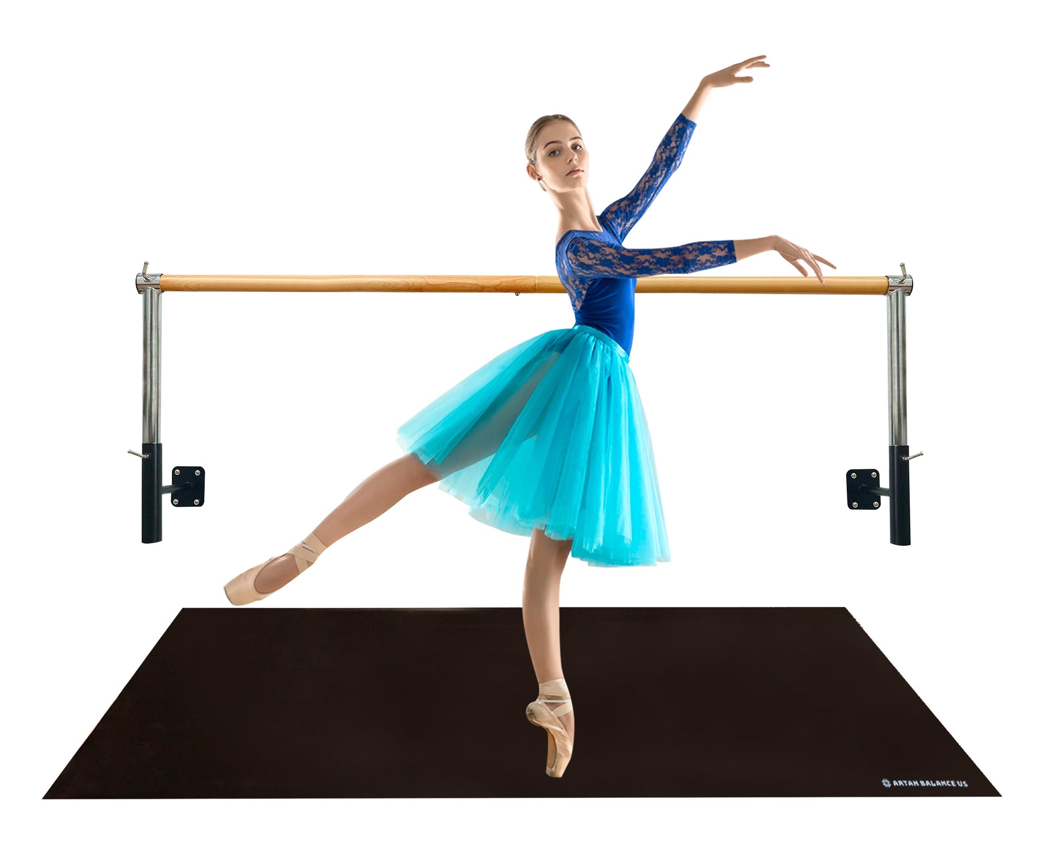 SET Wall Mount Single Bar Barre GISELLE and Marley Dance Floor for