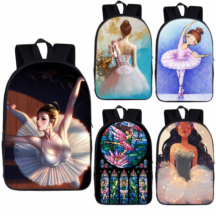 Cartoon Ballet Dancer Print Backpack