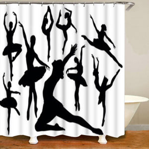 Ballerina Shower Curtain and Bath Mat Set